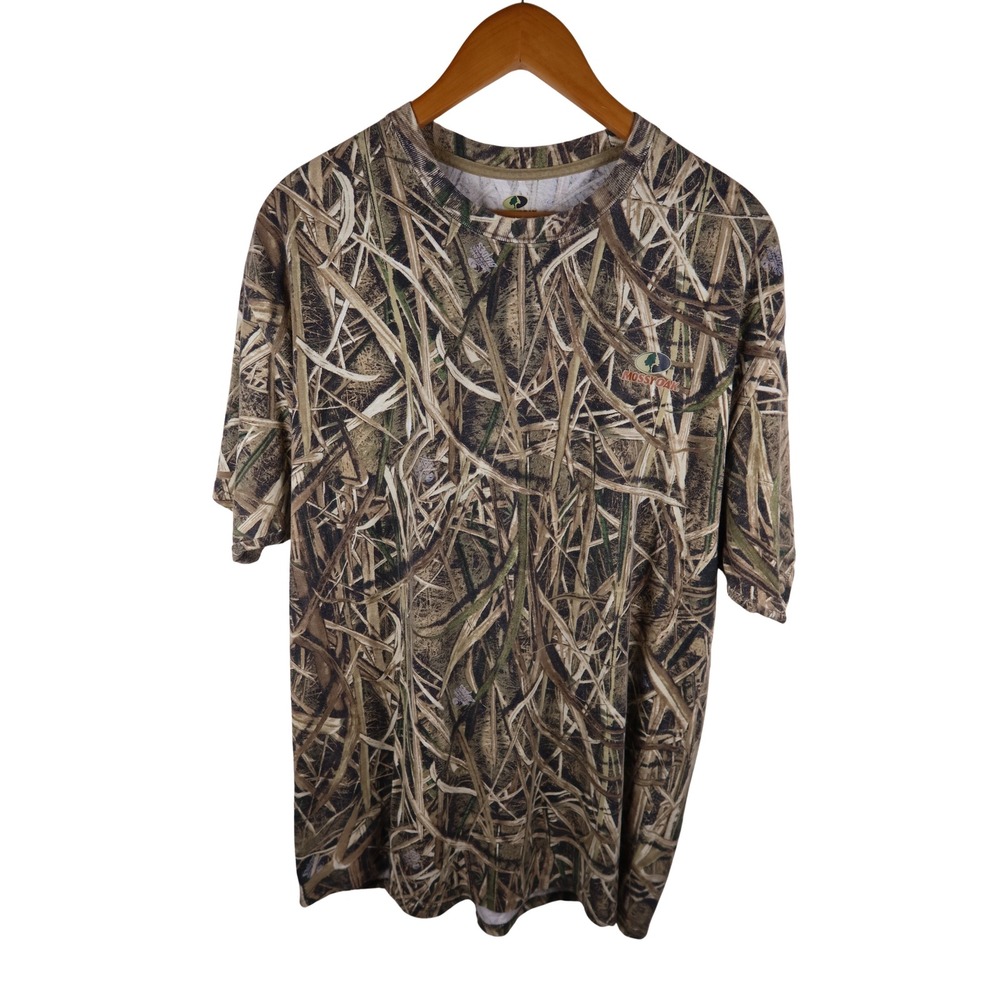 Mossy Oak Mens Shadow Grass Blades Camo T-Shirt Hunting Fishing Tee XL Excellent